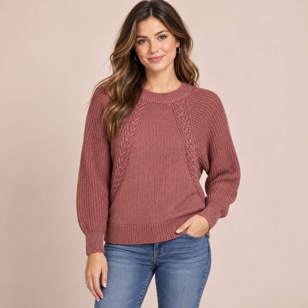 Simply Vera Wang Crewneck Sweater Women's XS Coquette Minimalist Fall Boho Chic